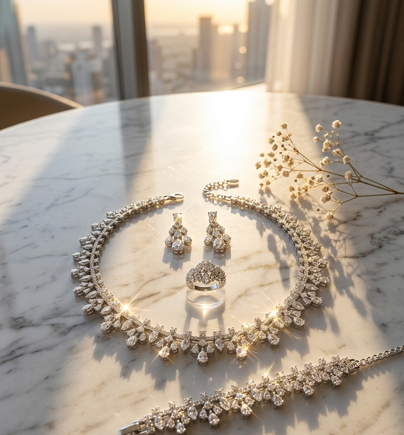 Woman Stylish Silver Jewelry Set - Barakah Store