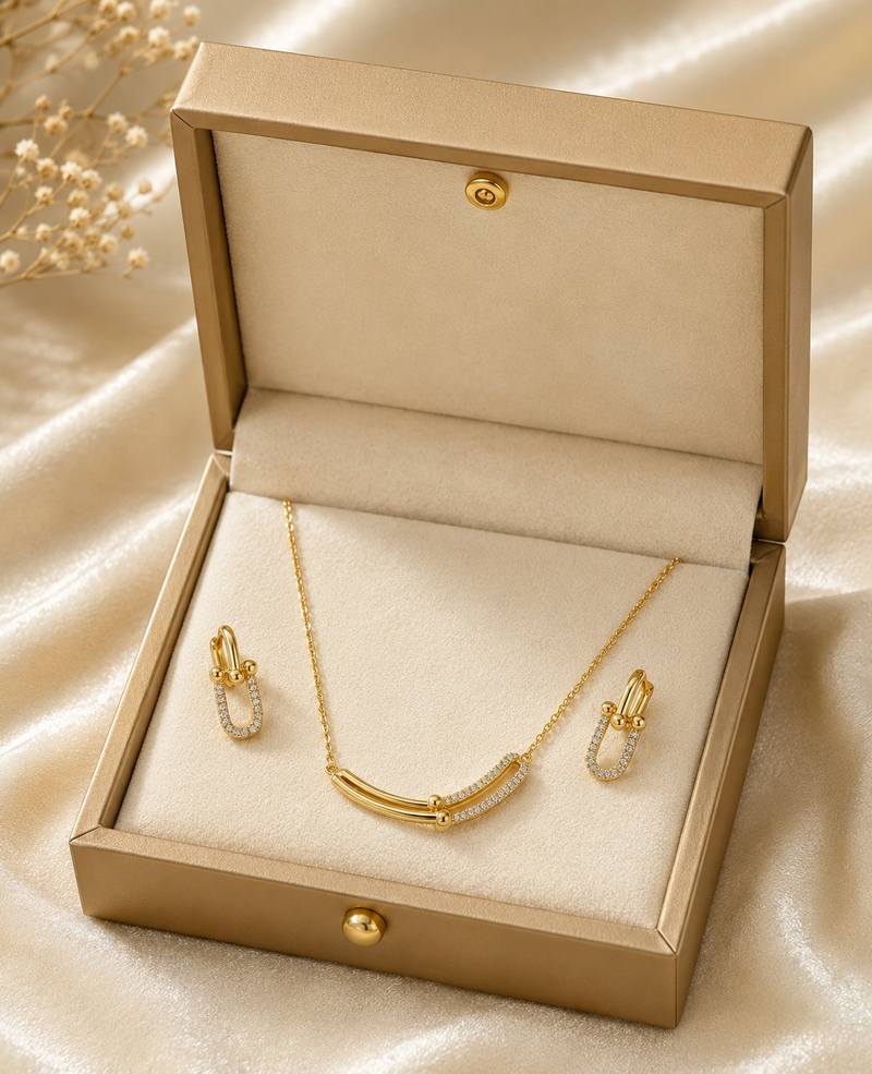 Pavé Link Jewelry Set - Barakah Store