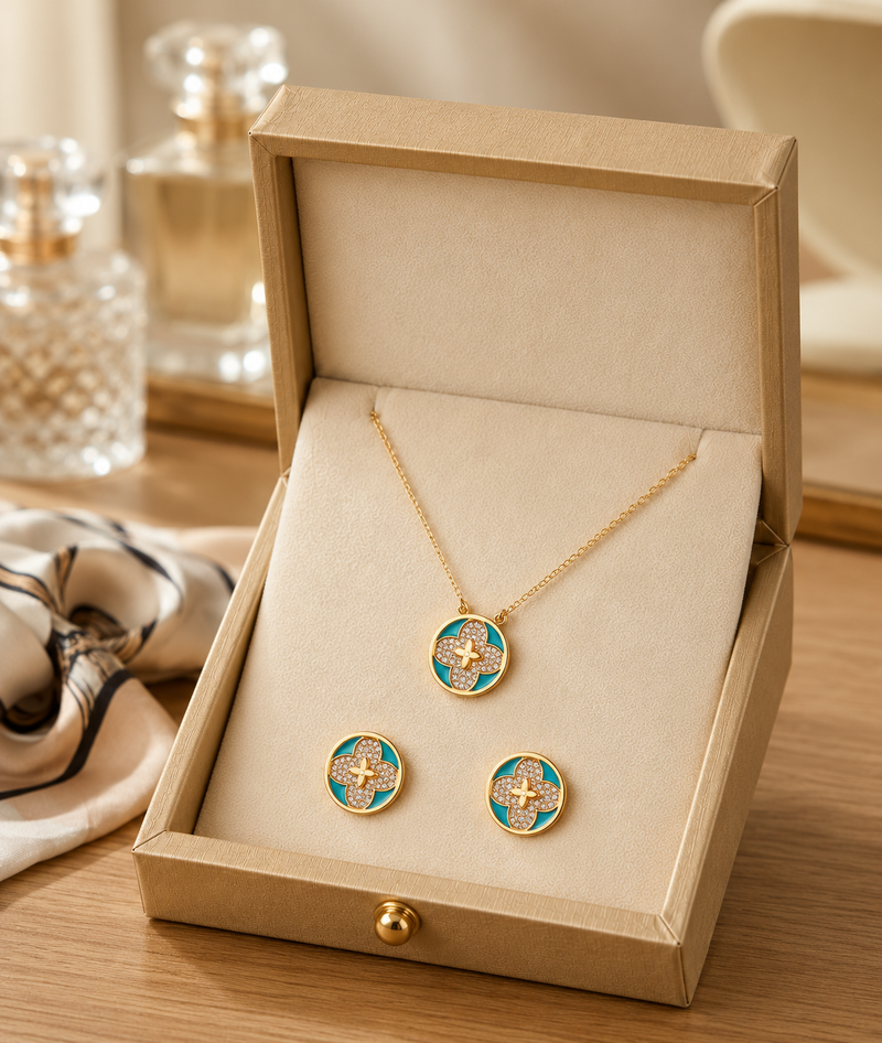 Turquoise Clover Jewelry Set - Barakah Store