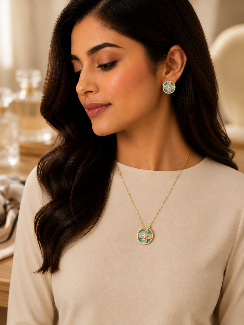 Turquoise Clover Jewelry Set - Barakah Store