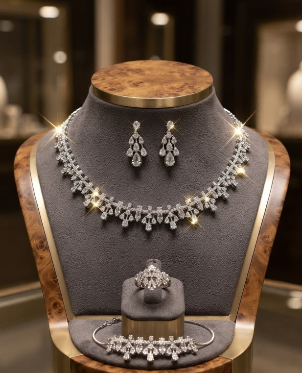 Woman Stylish Silver Jewelry Set - Barakah Store