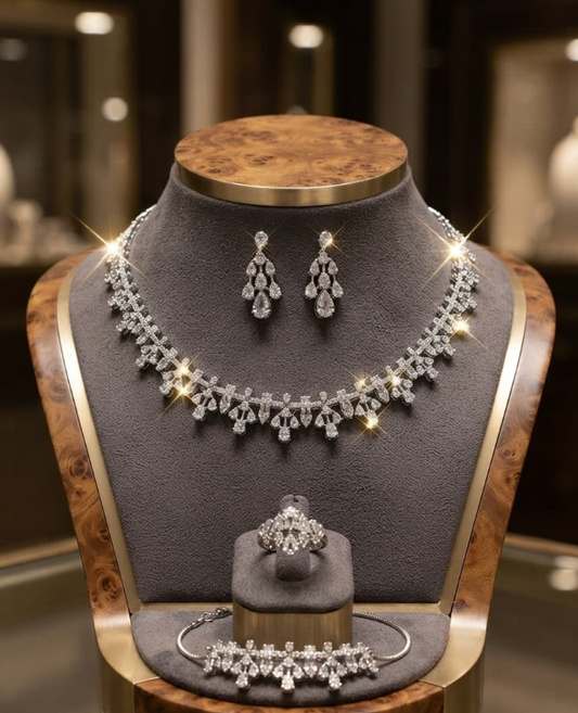 Woman Stylish Silver Jewelry Set - Barakah Store