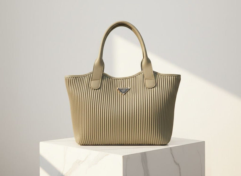 Ribbed Texture Tote Handbag - Barakah Store