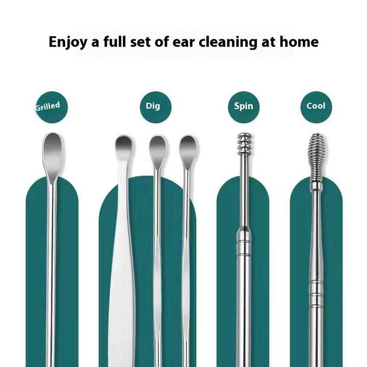 Stainless Steel Ear Pick Set with Keychain Case