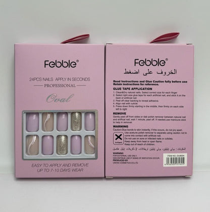 Febble - Soft Lavender & Silver Glitter Press-On Nails